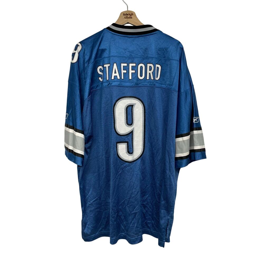 NFL Onfield Reebok Football Jersey Matthew Stafford Detroit Lions SZ 2XL #9 EUC